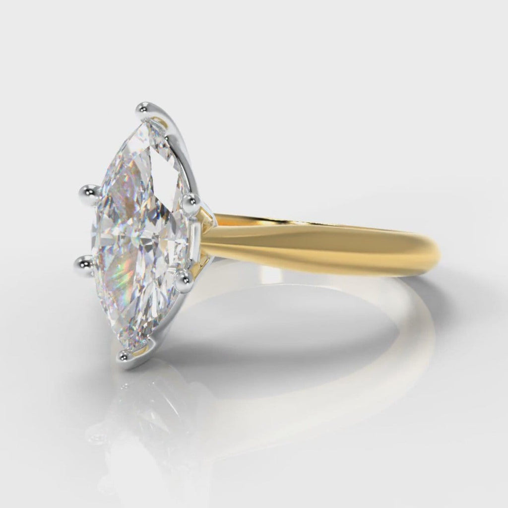 Star Solitaire Marquise Diamond Engagement Ring - Yellow Gold