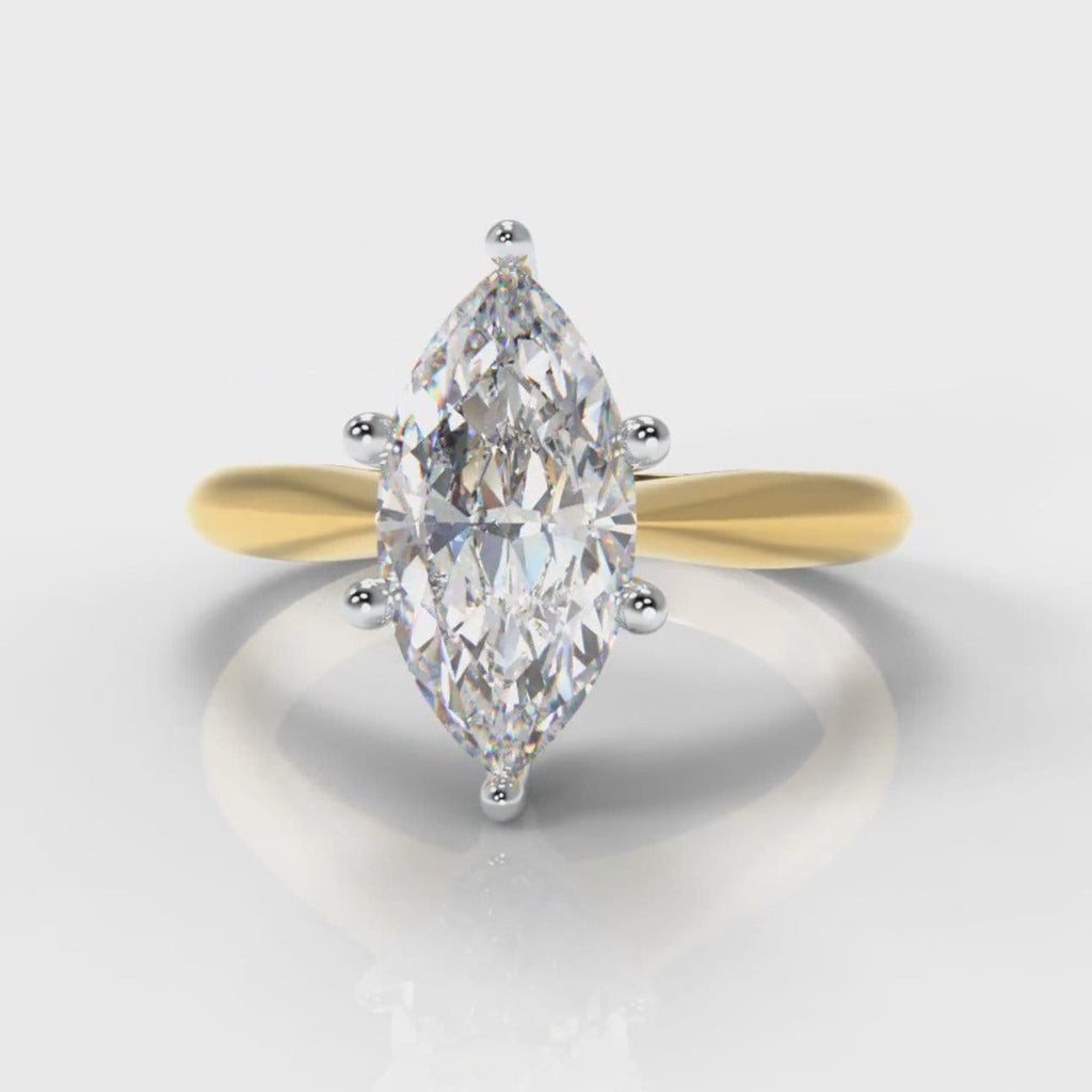 Star Solitaire Marquise Diamond Engagement Ring - Yellow Gold