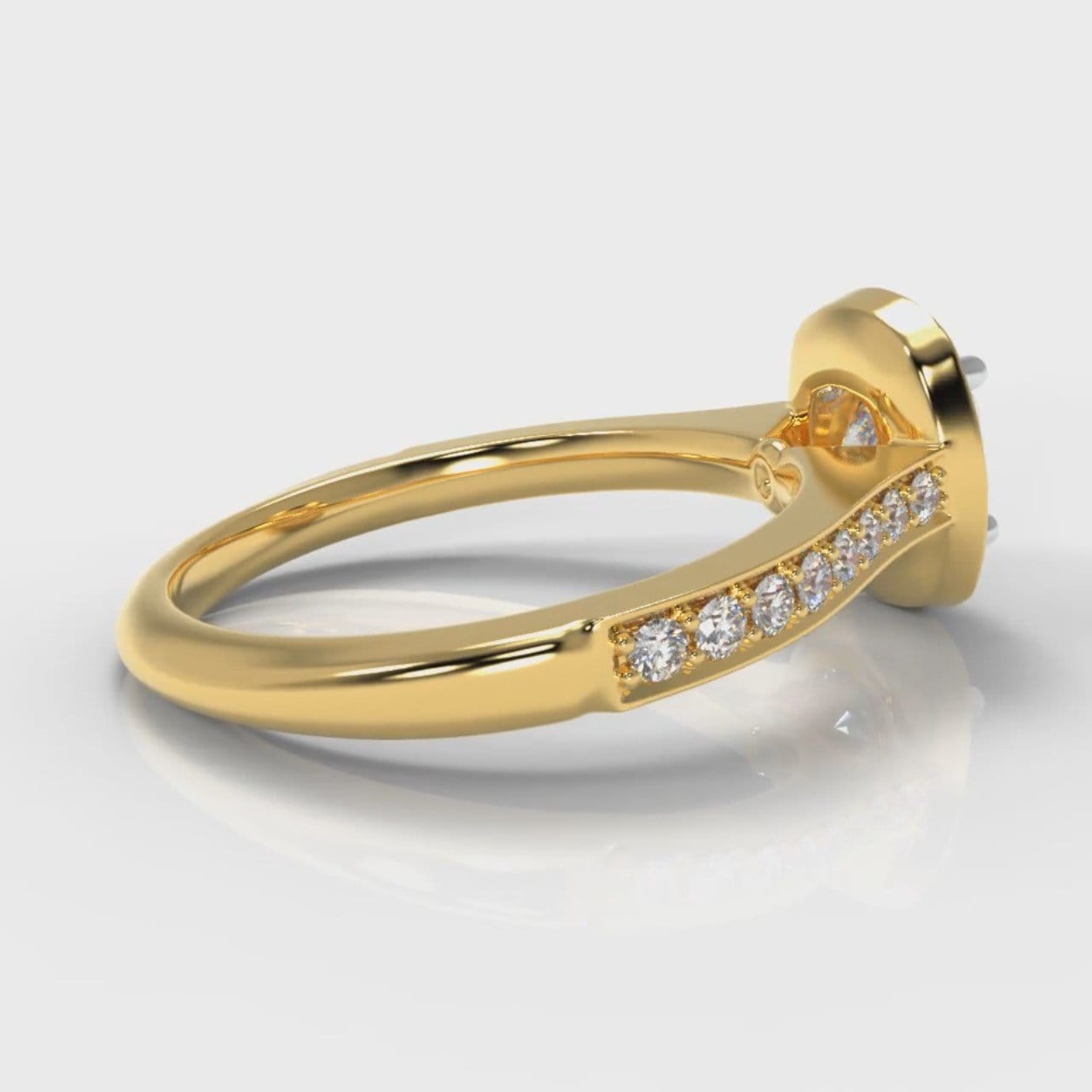 Pavé Cushion Cut Diamond Halo Engagement Ring - Yellow Gold