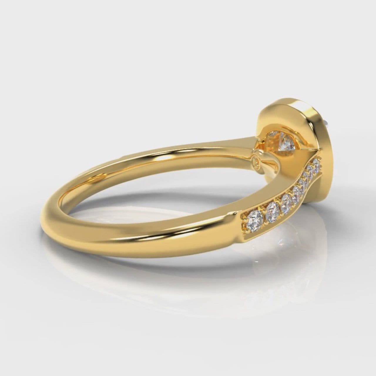 Pavé Cushion Cut Diamond Halo Engagement Ring - Yellow Gold