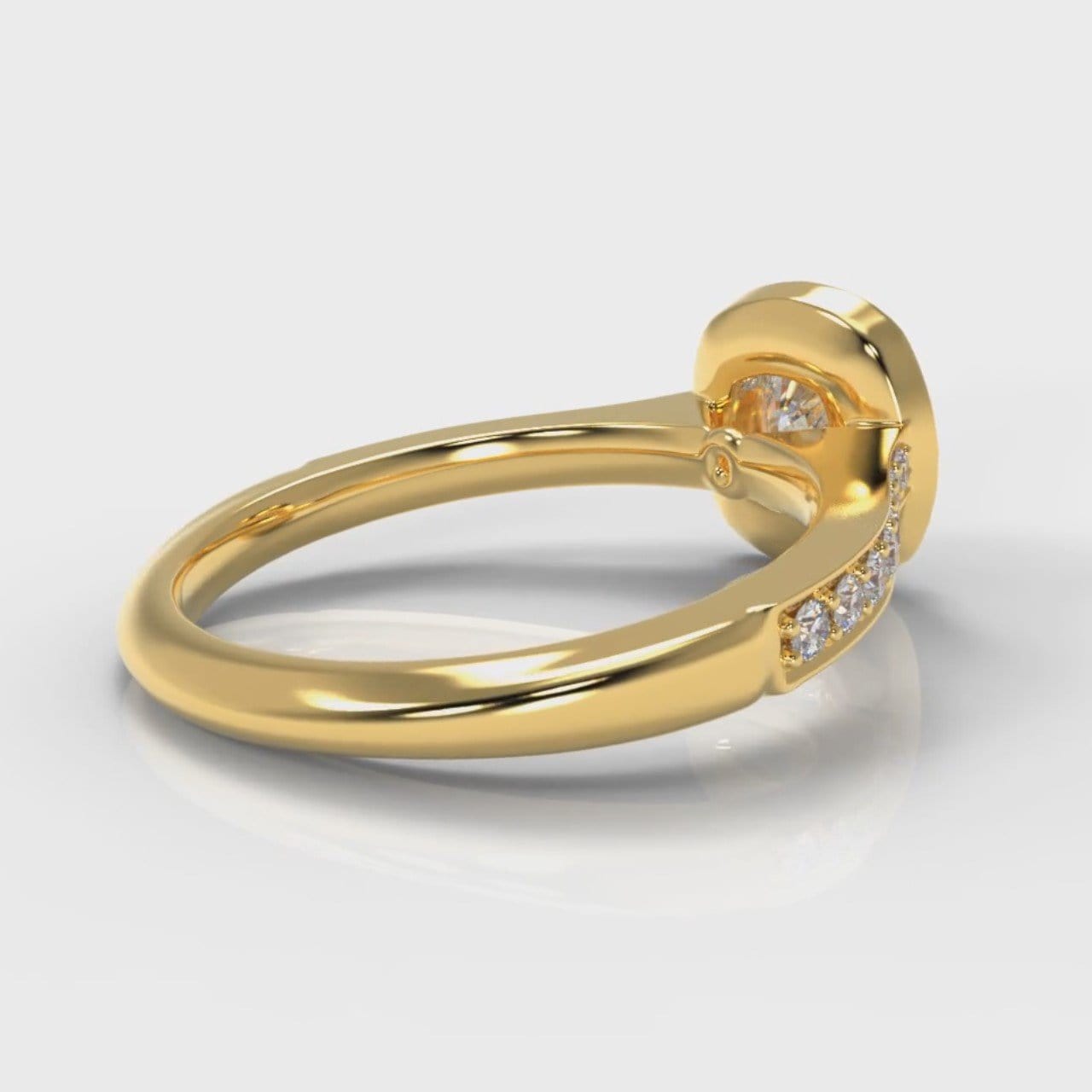 Pavé Cushion Cut Diamond Halo Engagement Ring - Yellow Gold