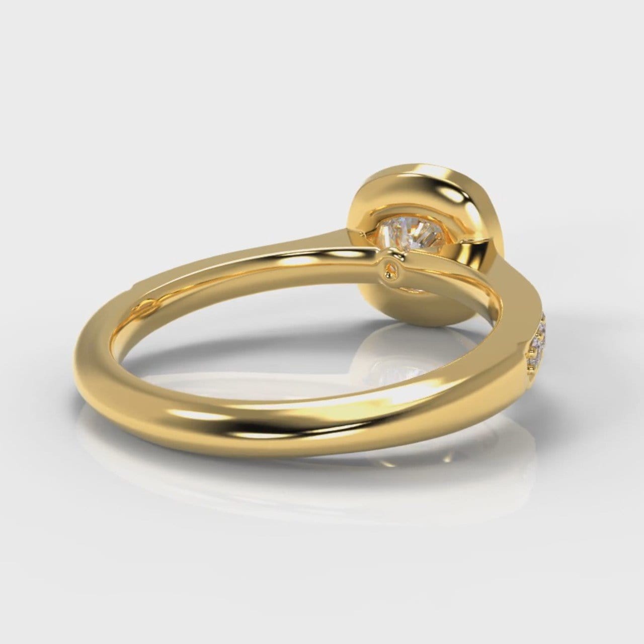 Pavé Cushion Cut Diamond Halo Engagement Ring - Yellow Gold