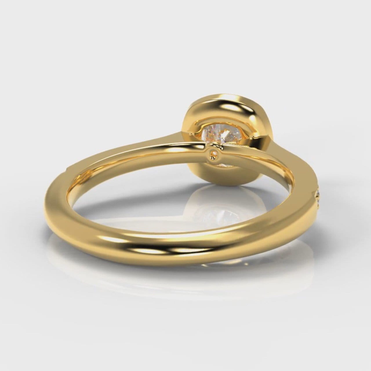 Pavé Cushion Cut Diamond Halo Engagement Ring - Yellow Gold