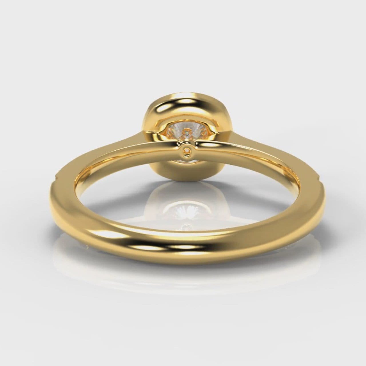 Pavé Cushion Cut Diamond Halo Engagement Ring - Yellow Gold