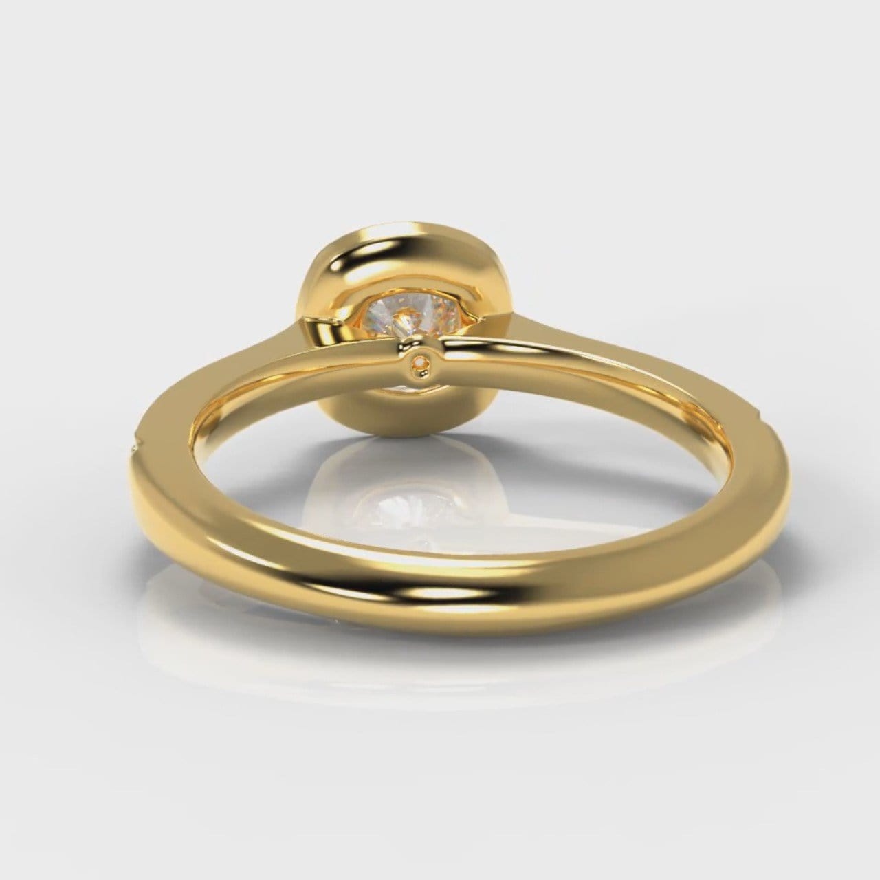 Pavé Cushion Cut Diamond Halo Engagement Ring - Yellow Gold