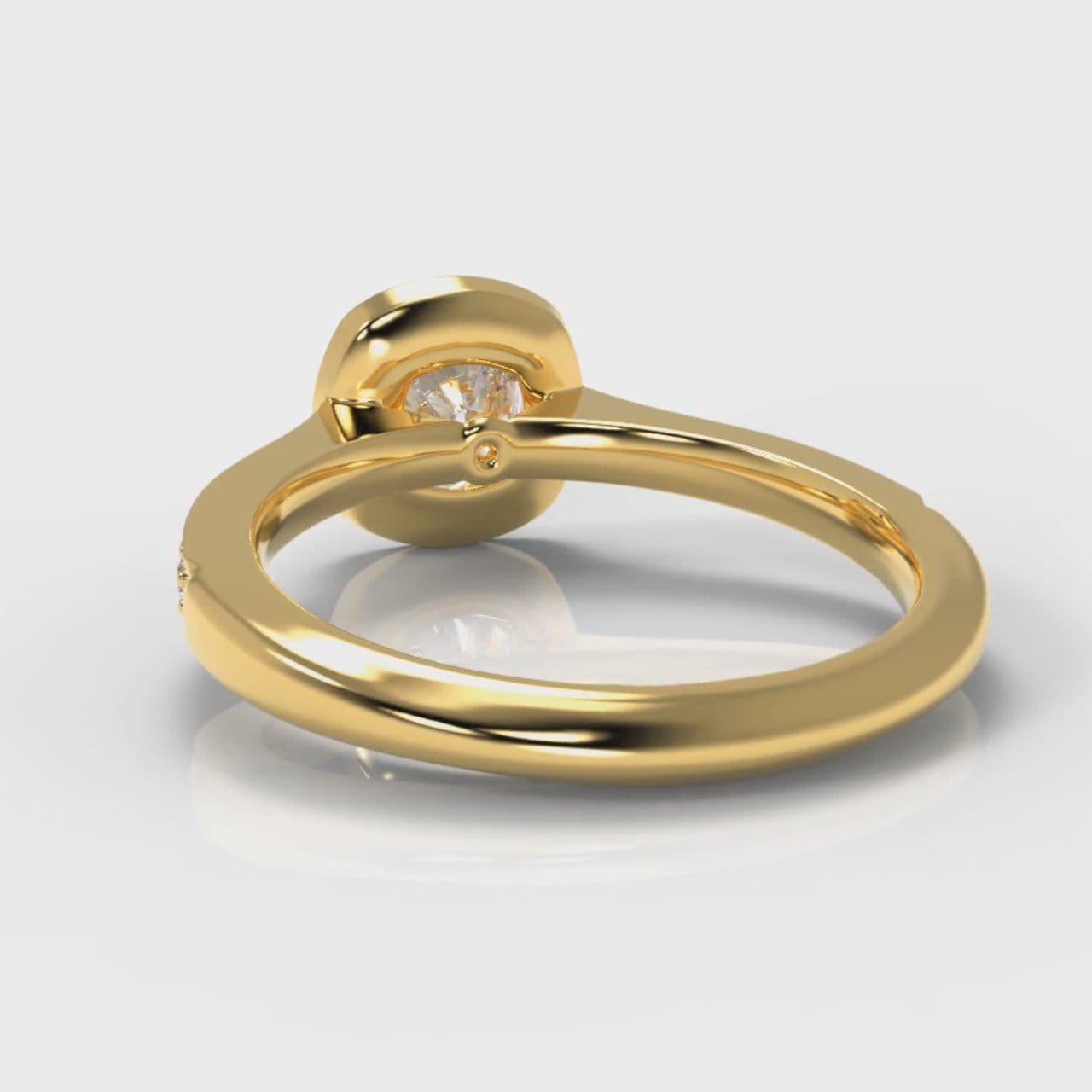 Pavé Cushion Cut Diamond Halo Engagement Ring - Yellow Gold