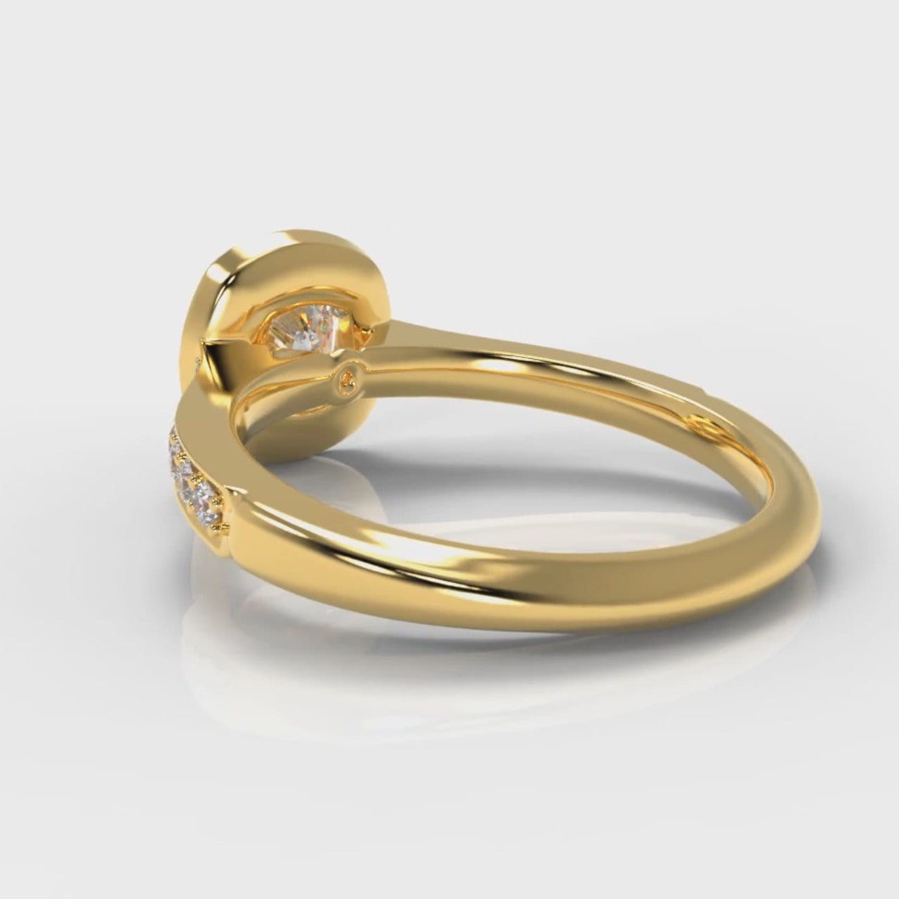 Pavé Cushion Cut Diamond Halo Engagement Ring - Yellow Gold