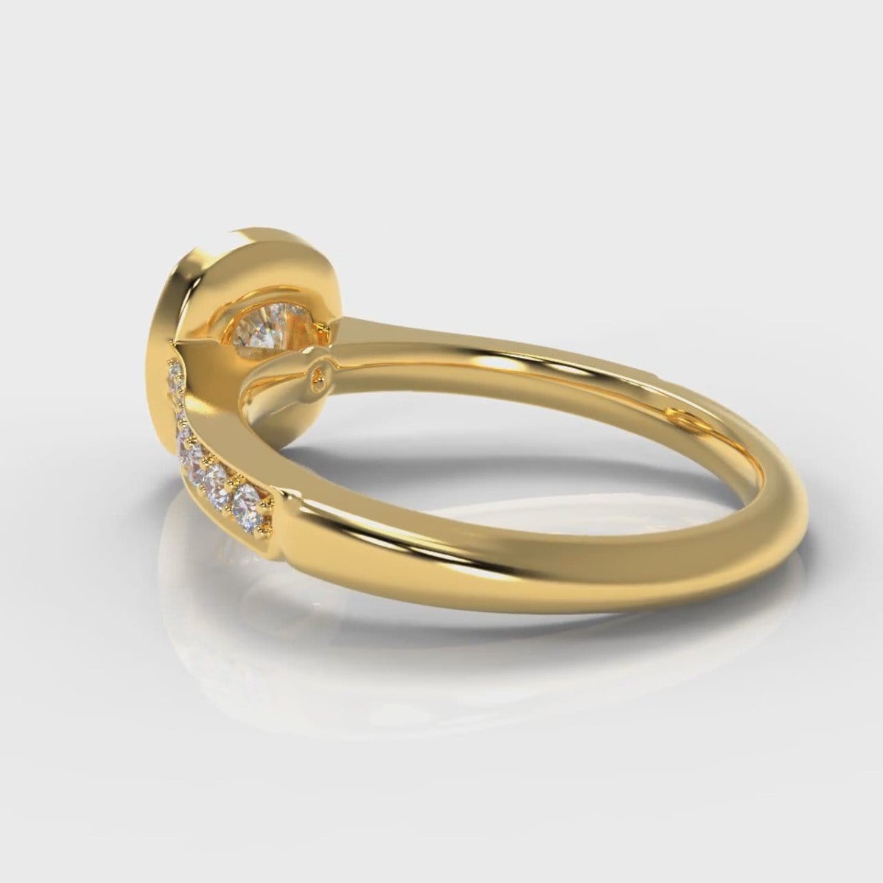 Pavé Cushion Cut Diamond Halo Engagement Ring - Yellow Gold