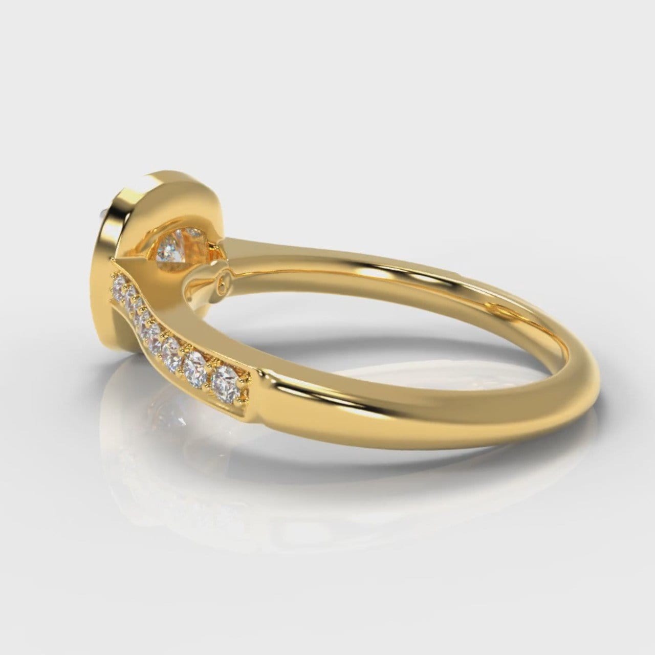 Pavé Cushion Cut Diamond Halo Engagement Ring - Yellow Gold