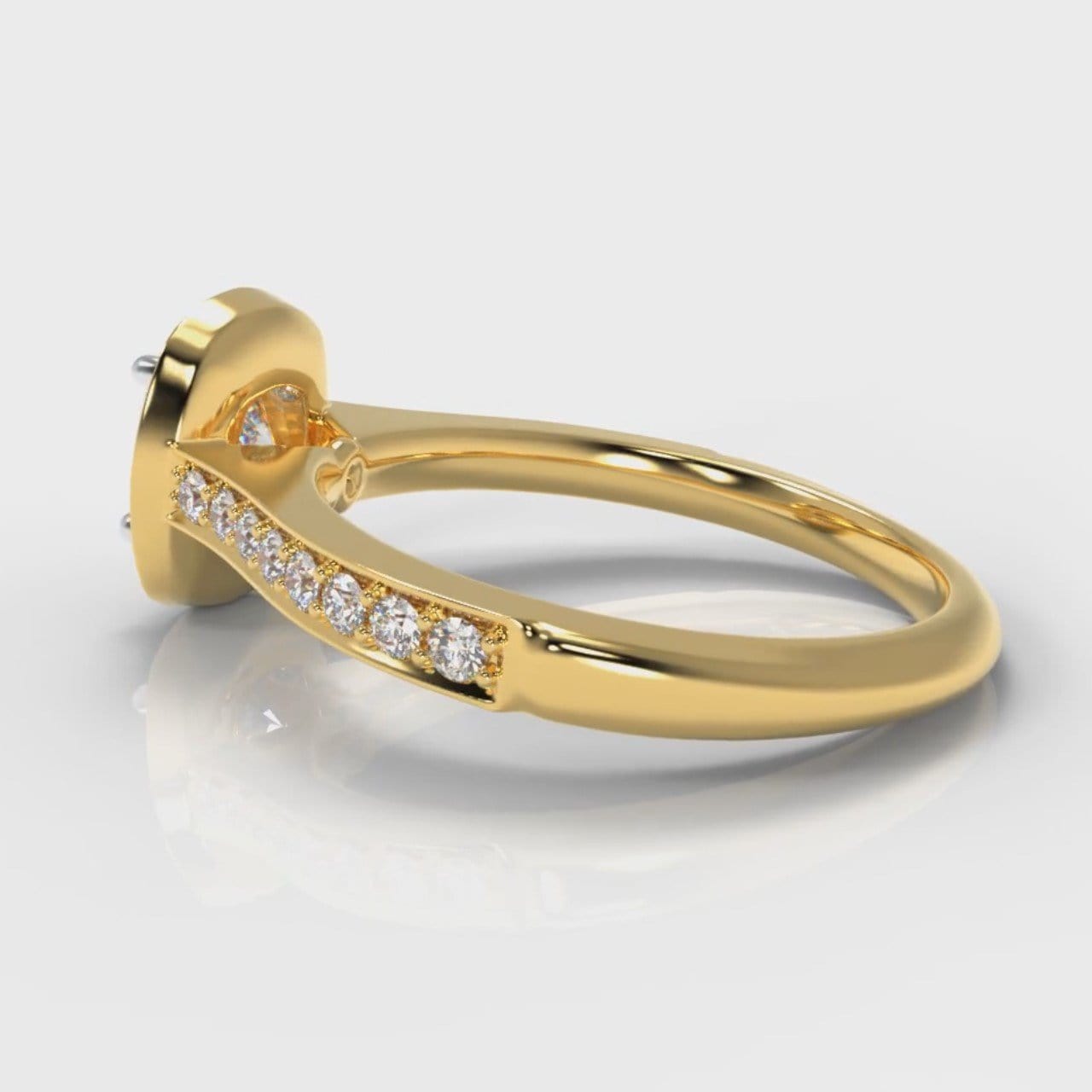 Pavé Cushion Cut Diamond Halo Engagement Ring - Yellow Gold