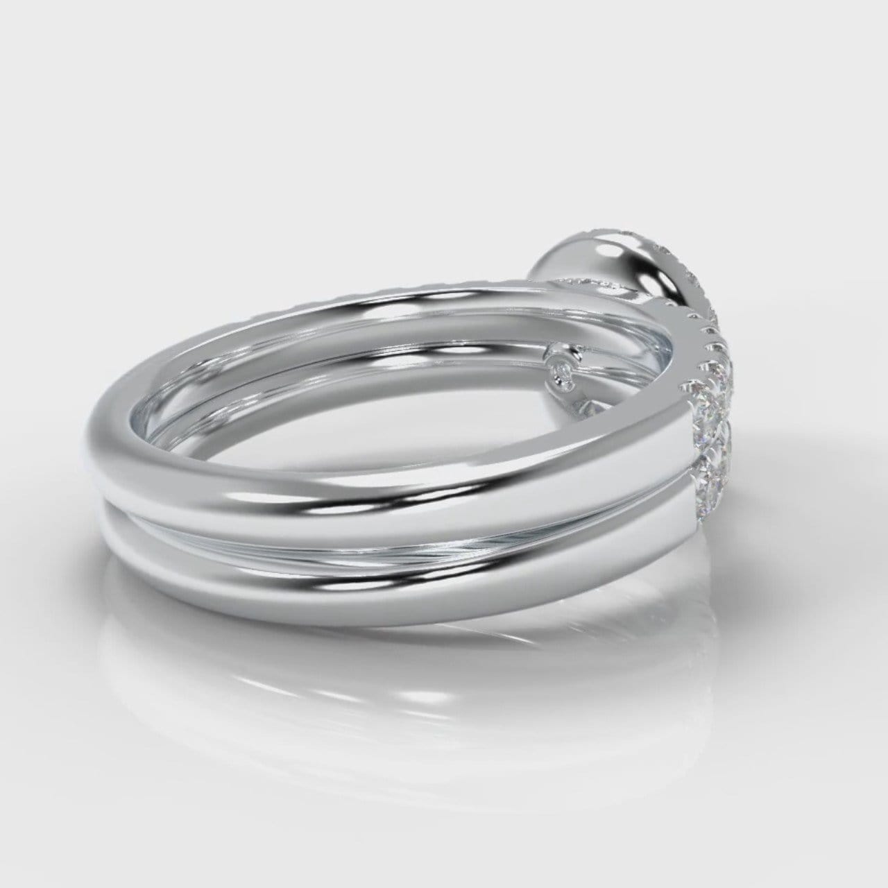 Micropavé Round Brilliant Cut Diamond Halo Bridal Set