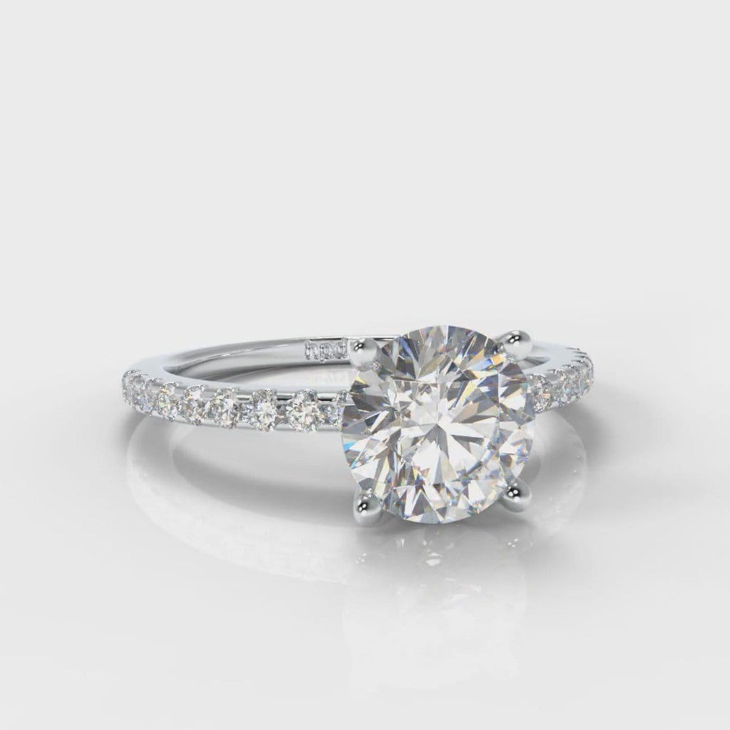 Petite Micropavé Round Brilliant Cut Diamond Engagement Ring