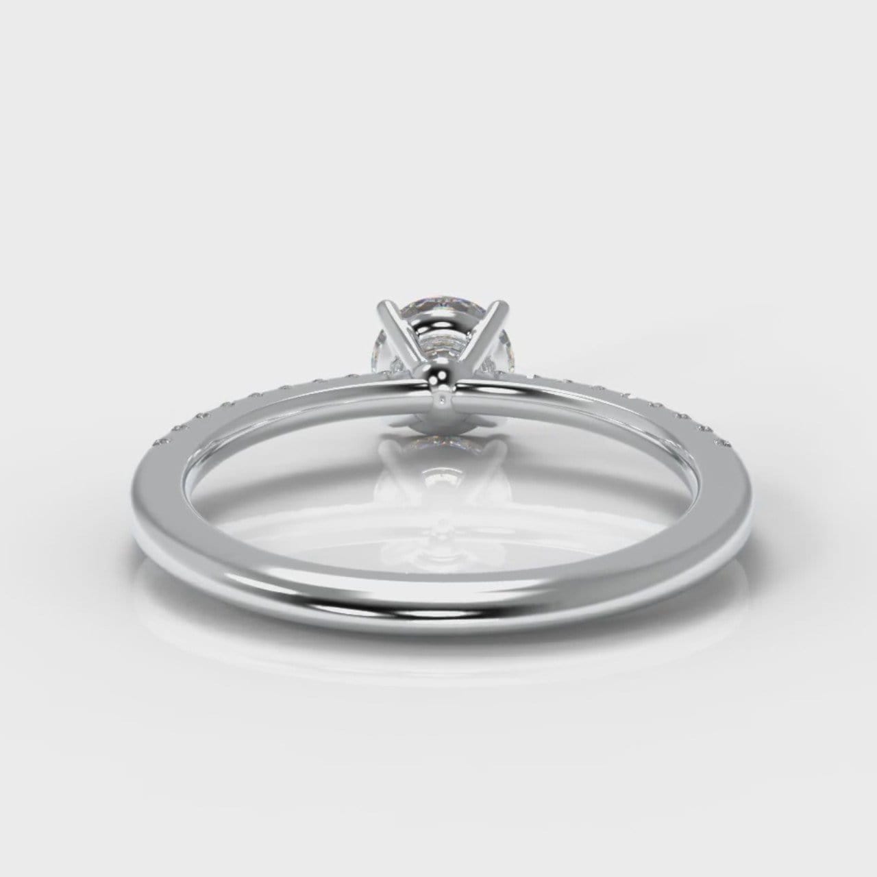 Petite Micropavé Round Brilliant Cut Diamond Engagement Ring