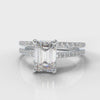Petite Micropavé Emerald Cut Diamond Bridal Set