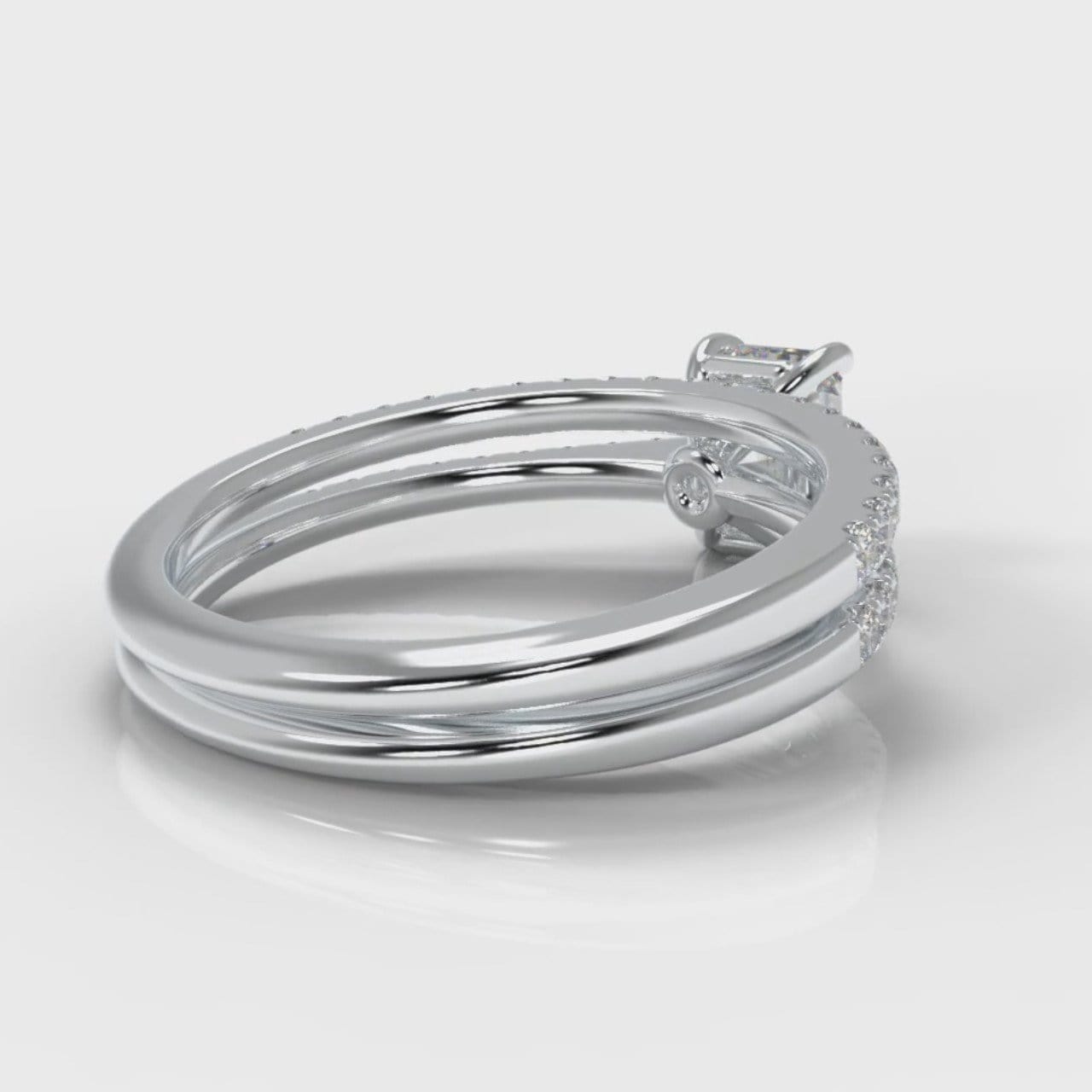 Petite Micropavé Emerald Cut Diamond Bridal Set