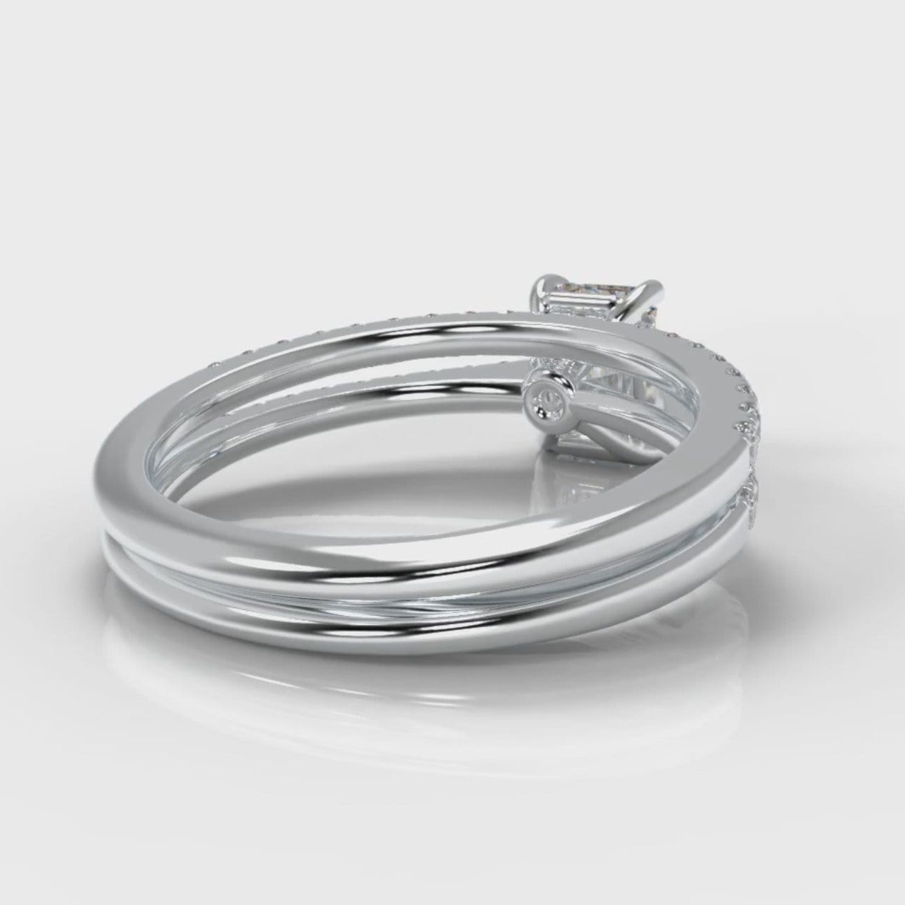 Petite Micropavé Emerald Cut Diamond Bridal Set