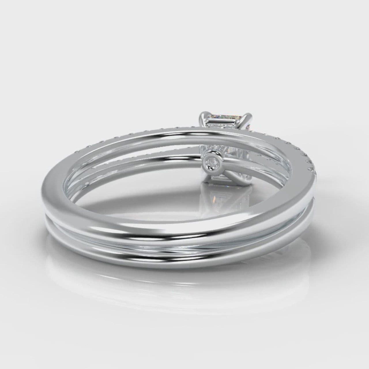 Petite Micropavé Emerald Cut Diamond Bridal Set