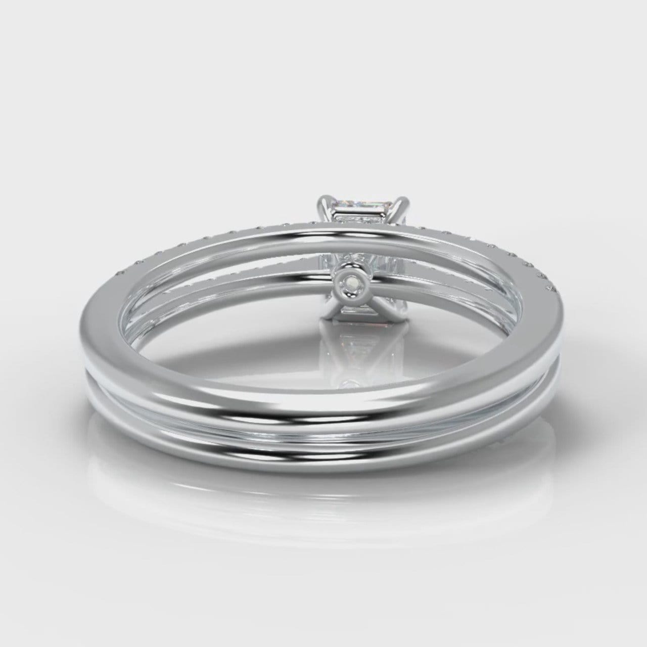 Petite Micropavé Emerald Cut Diamond Bridal Set