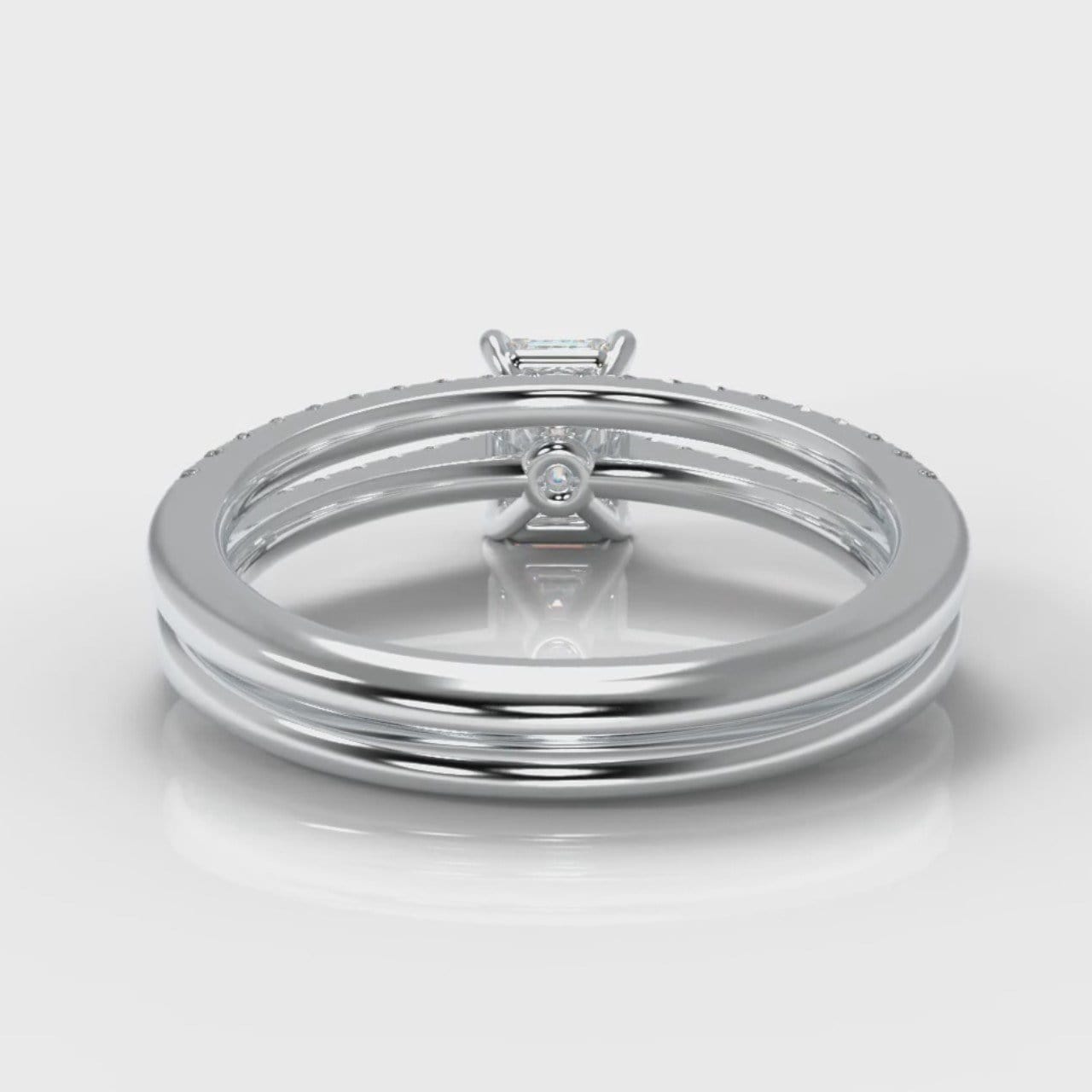Petite Micropavé Emerald Cut Diamond Bridal Set