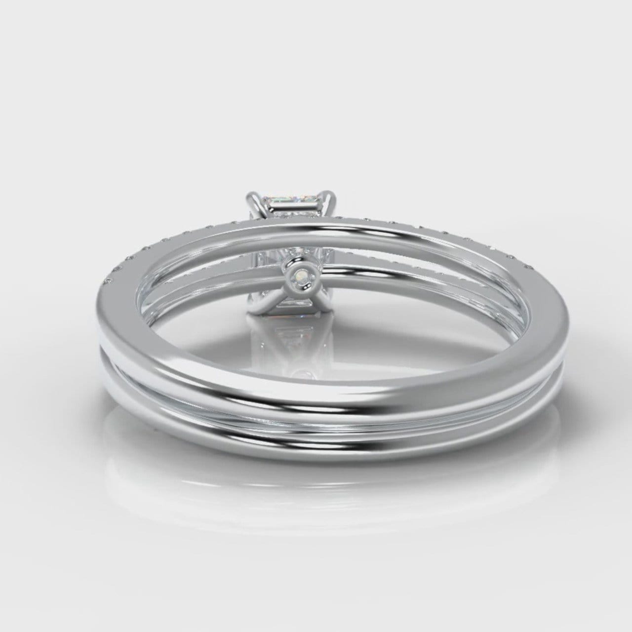 Petite Micropavé Emerald Cut Diamond Bridal Set