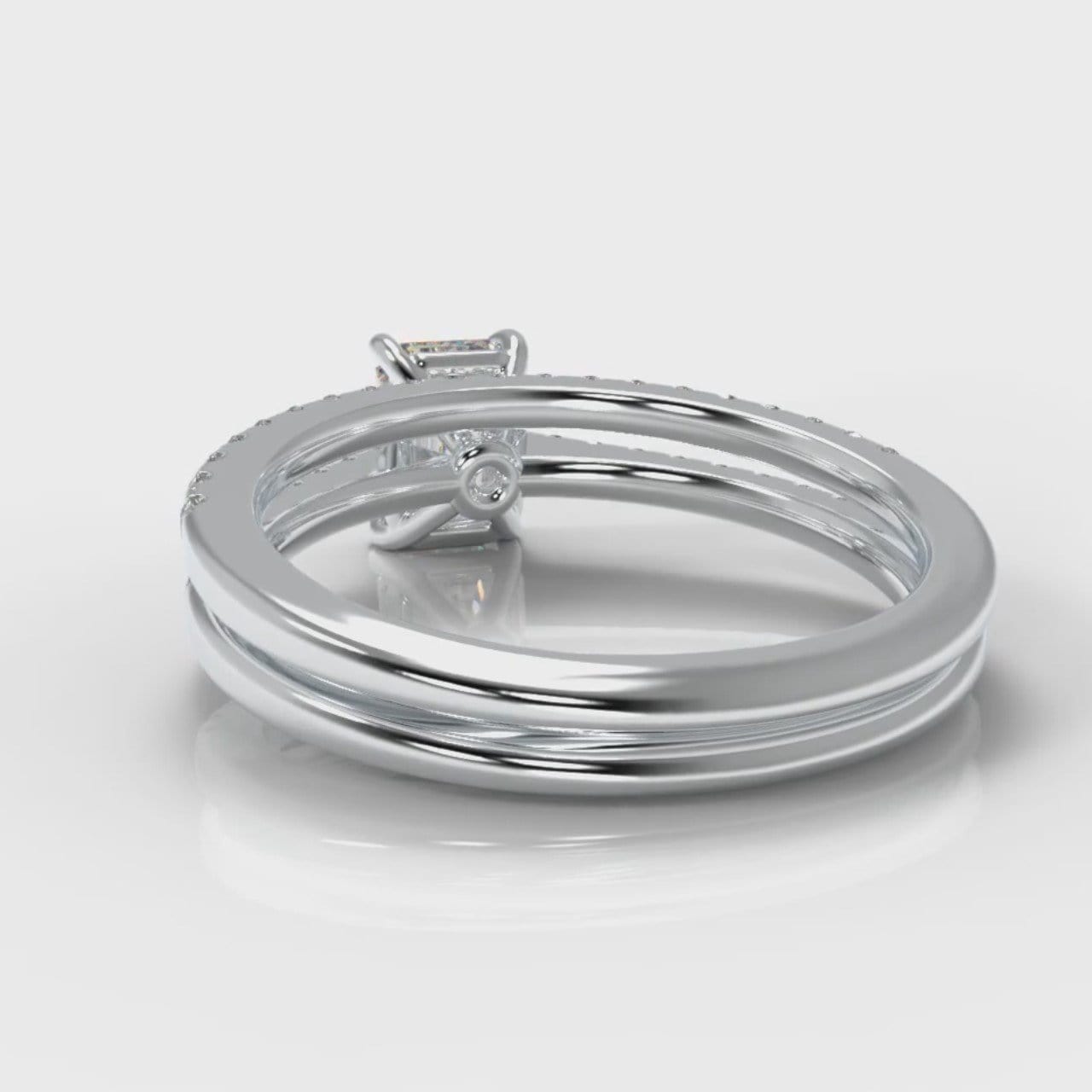 Petite Micropavé Emerald Cut Diamond Bridal Set