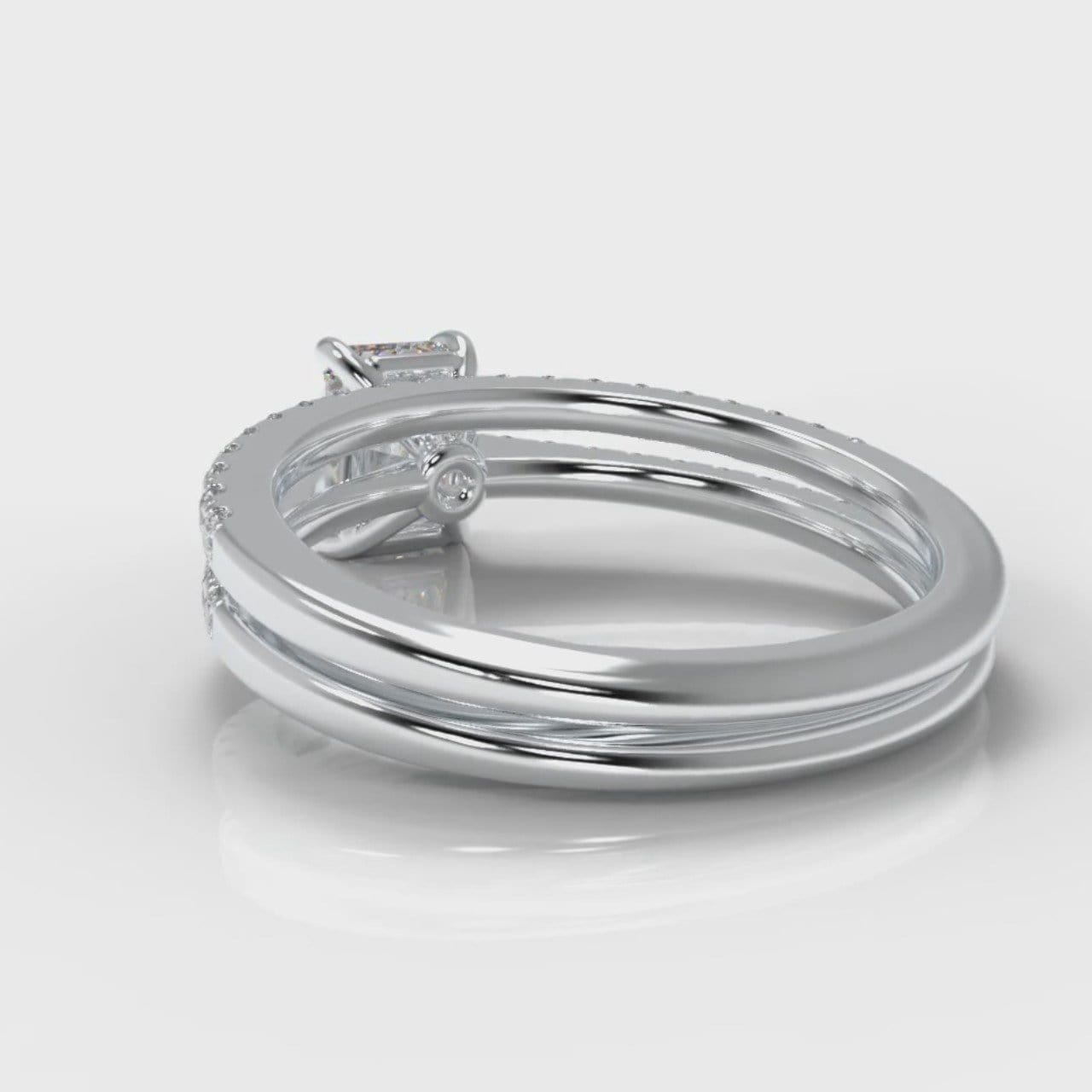 Petite Micropavé Emerald Cut Diamond Bridal Set
