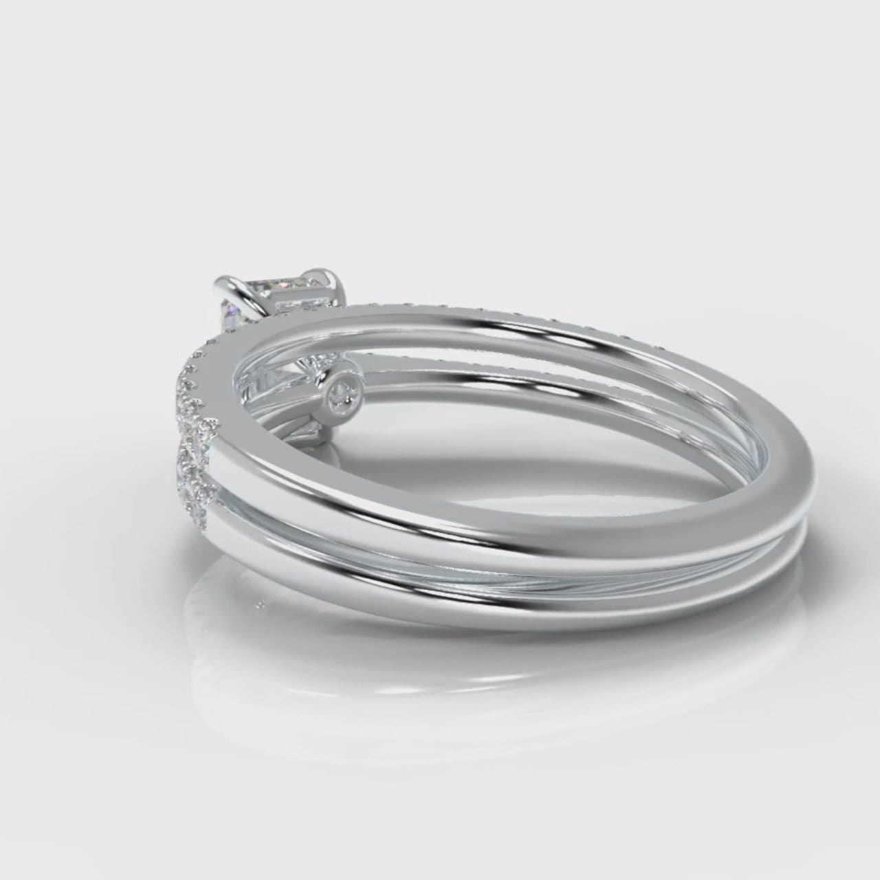 Petite Micropavé Emerald Cut Diamond Bridal Set