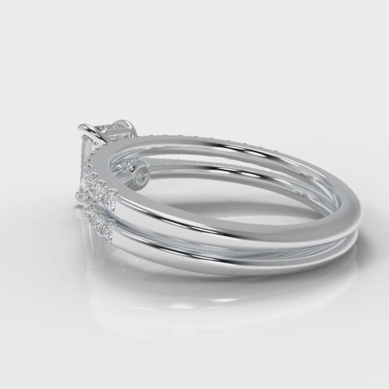 Petite Micropavé Emerald Cut Diamond Bridal Set