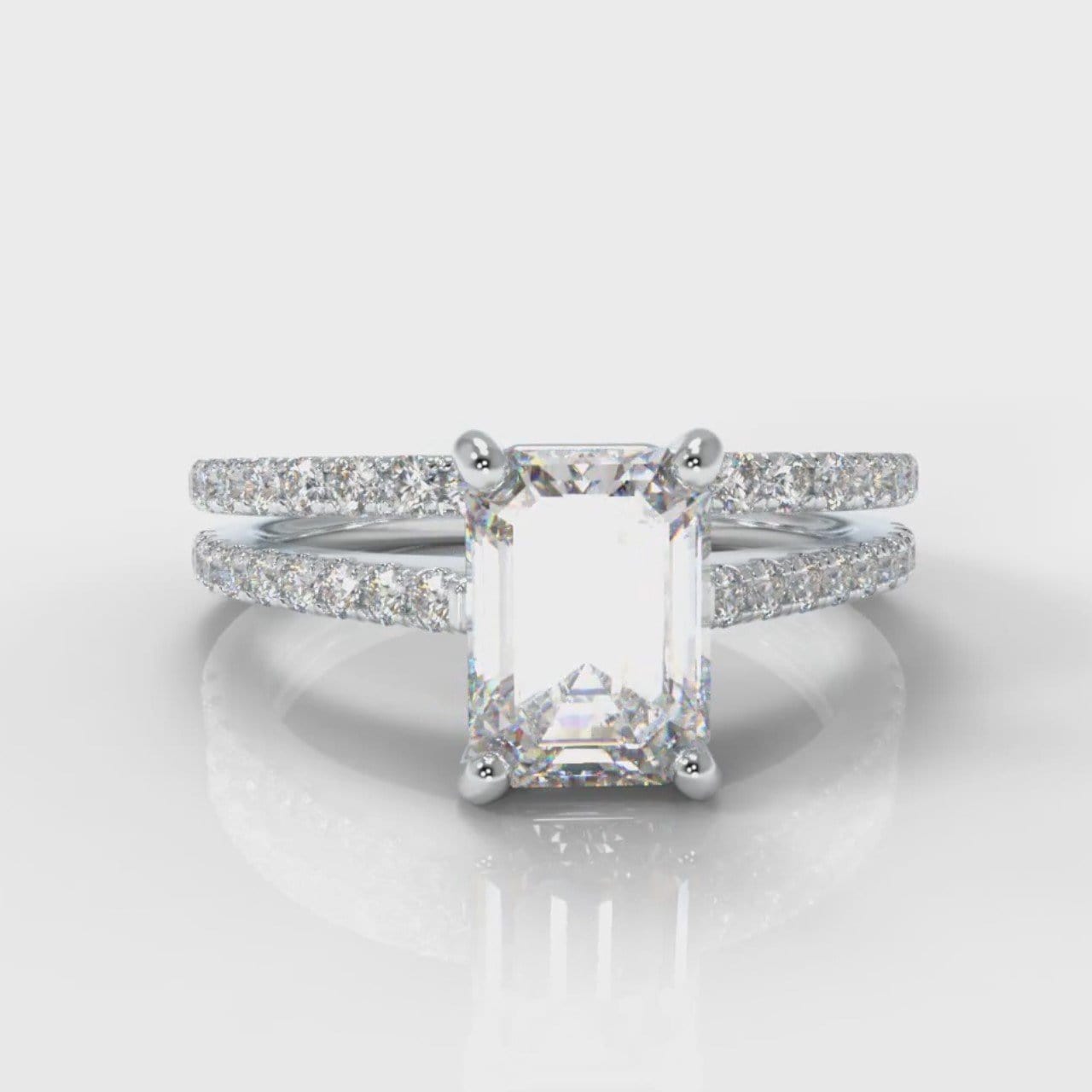 Petite Micropavé Emerald Cut Diamond Bridal Set