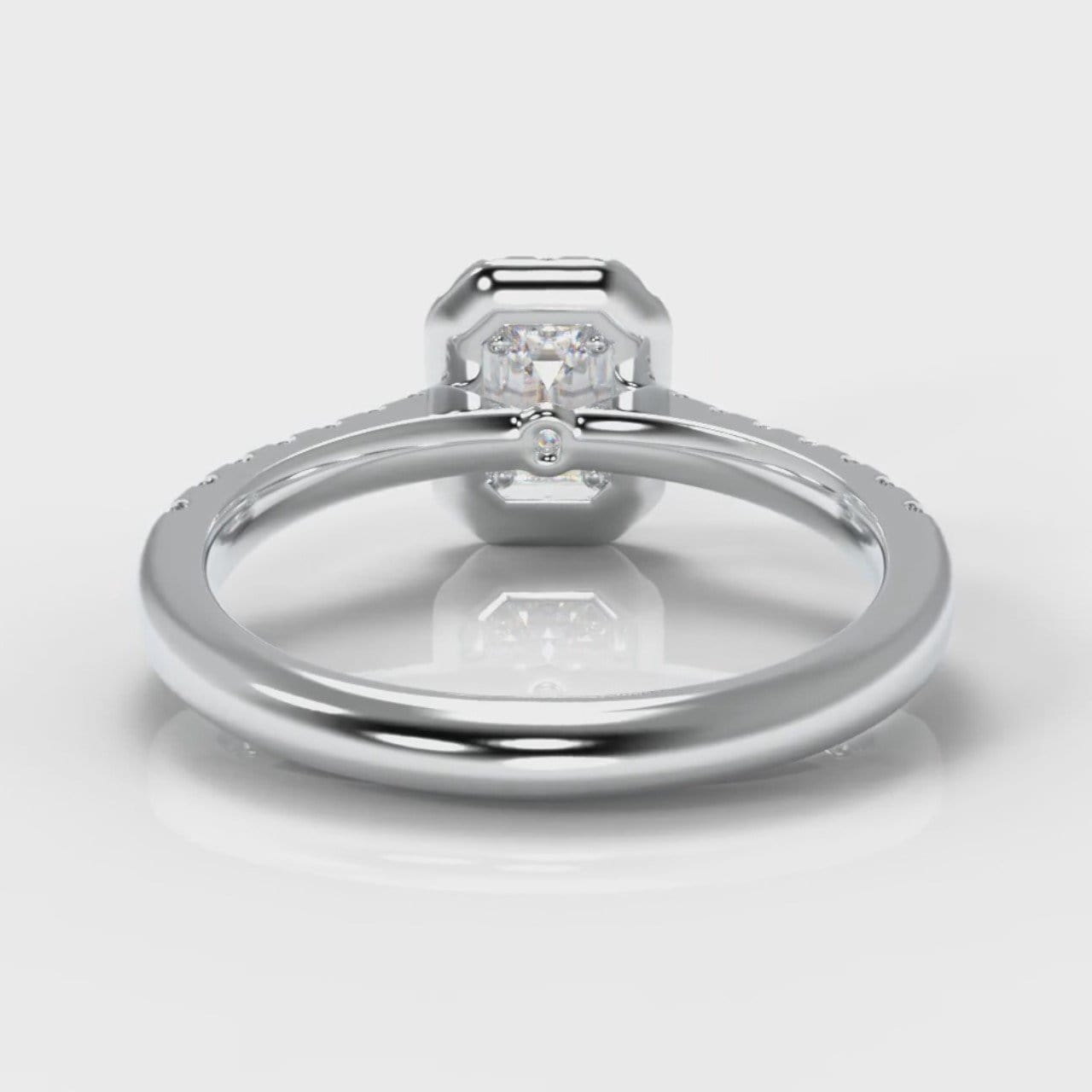 Micropavé Emerald Cut Diamond Halo Engagement Ring