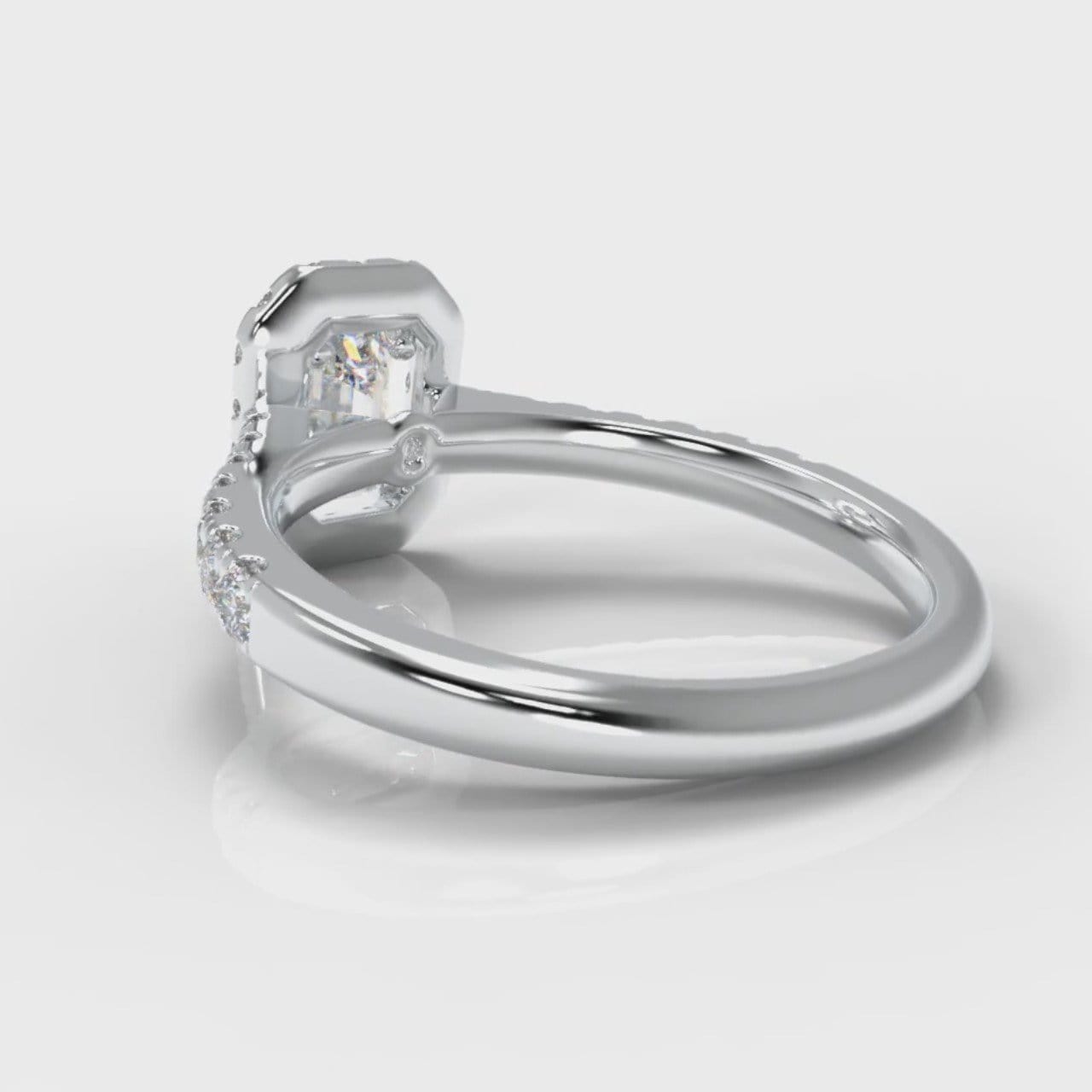 Micropavé Emerald Cut Diamond Halo Engagement Ring