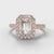Micropavé Emerald Cut Diamond Halo Engagement Ring - Rose Gold