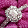 Micropavé Emerald Cut Diamond Halo Engagement Ring