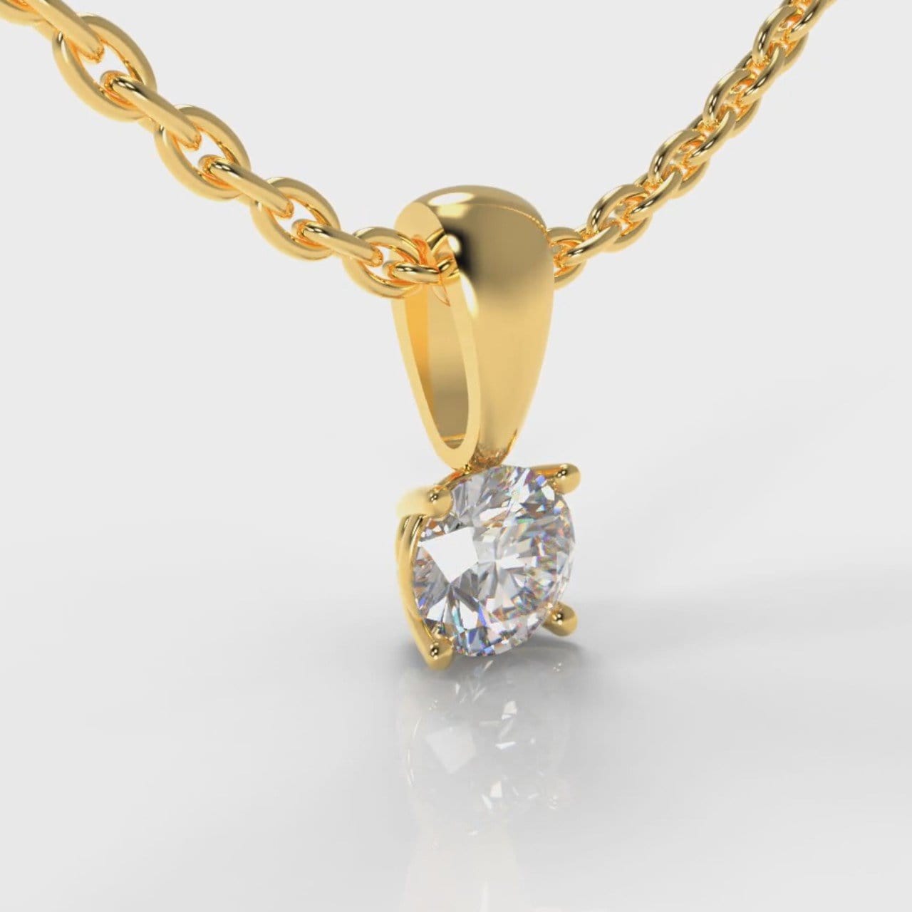 Four Claw Diamond Pendant (Lab Grown Diamond) - Yellow Gold