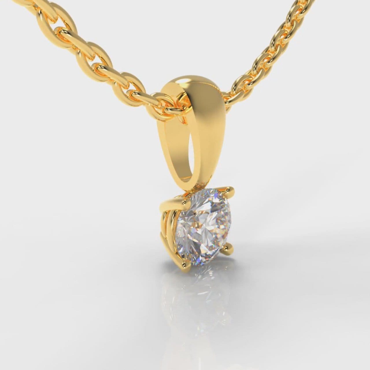 Four Claw Diamond Pendant (Lab Grown Diamond) - Yellow Gold