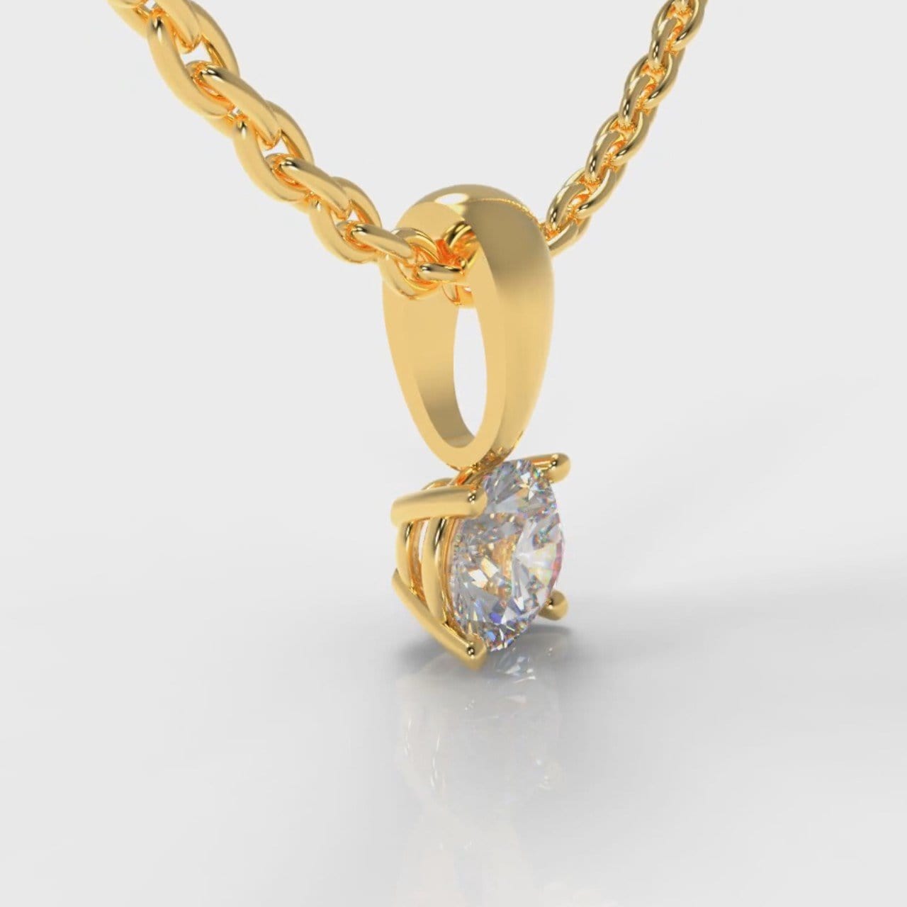 Four Claw Diamond Pendant (Lab Grown Diamond) - Yellow Gold