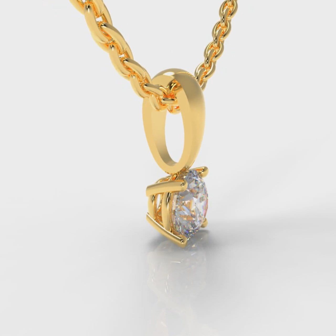 Four Claw Diamond Pendant (Lab Grown Diamond) - Yellow Gold