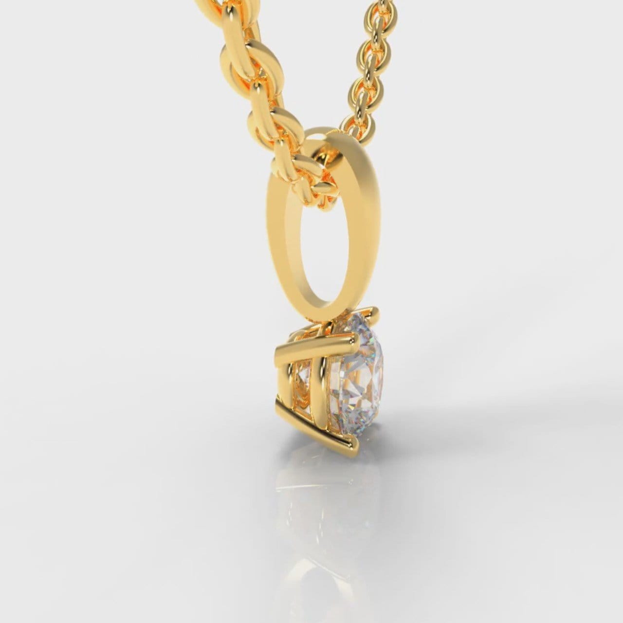 Four Claw Diamond Pendant (Lab Grown Diamond) - Yellow Gold