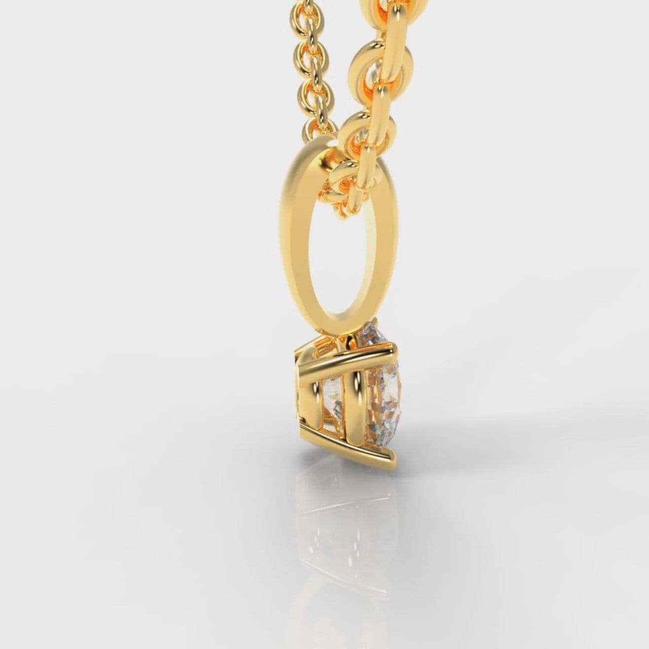 Four Claw Diamond Pendant (Lab Grown Diamond) - Yellow Gold