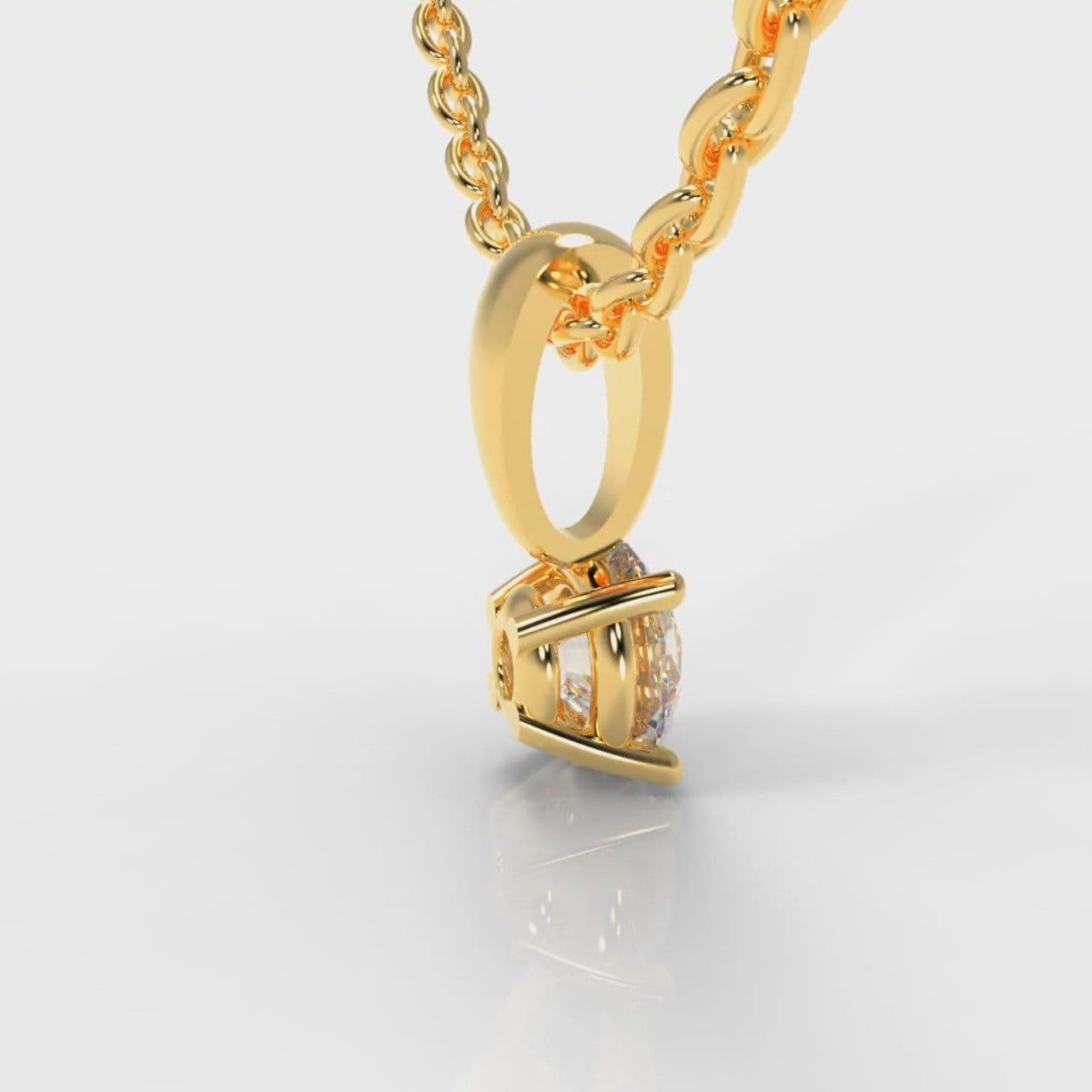 Four Claw Diamond Pendant (GIA Certified) - Yellow Gold