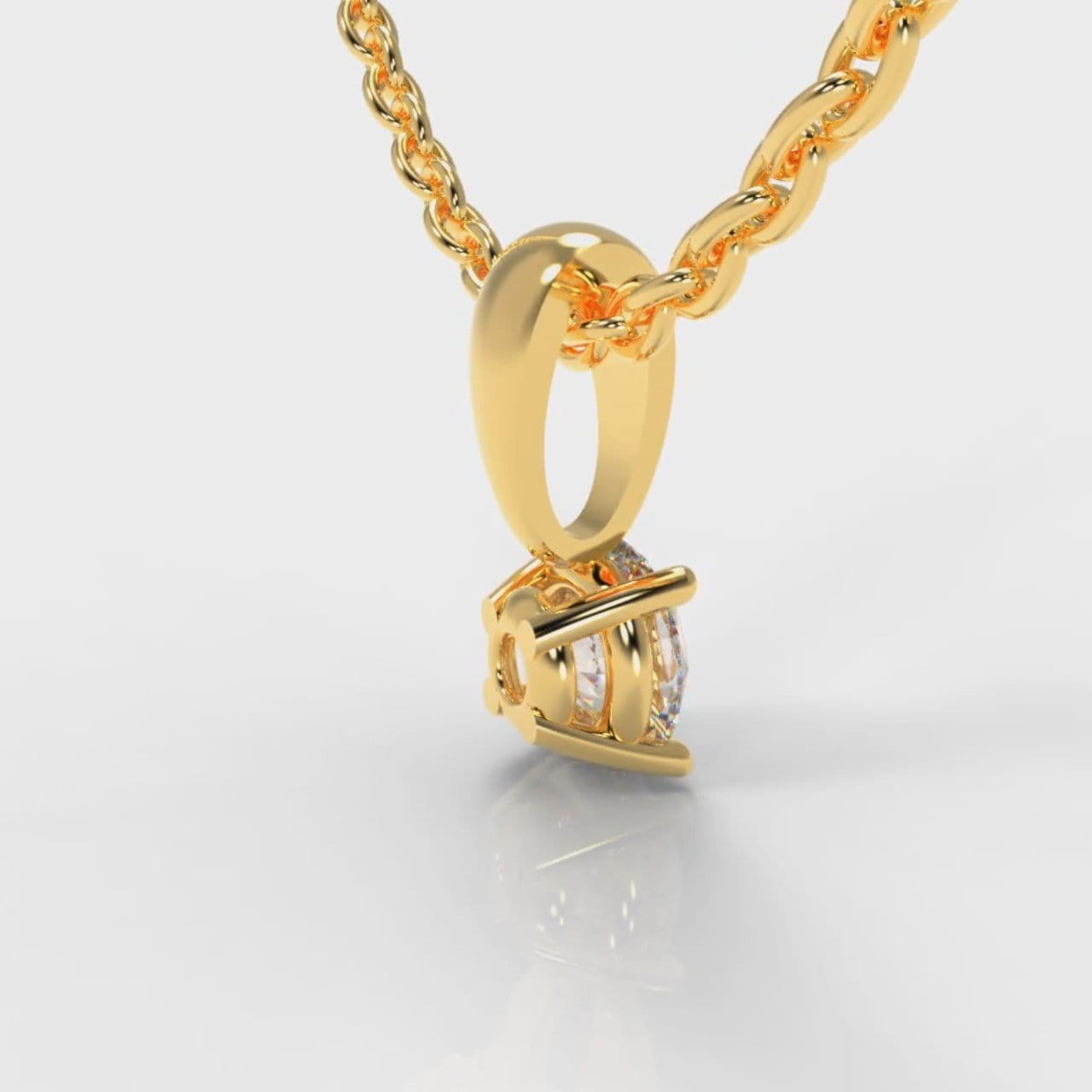 Four Claw Diamond Pendant (Lab Grown Diamond) - Yellow Gold