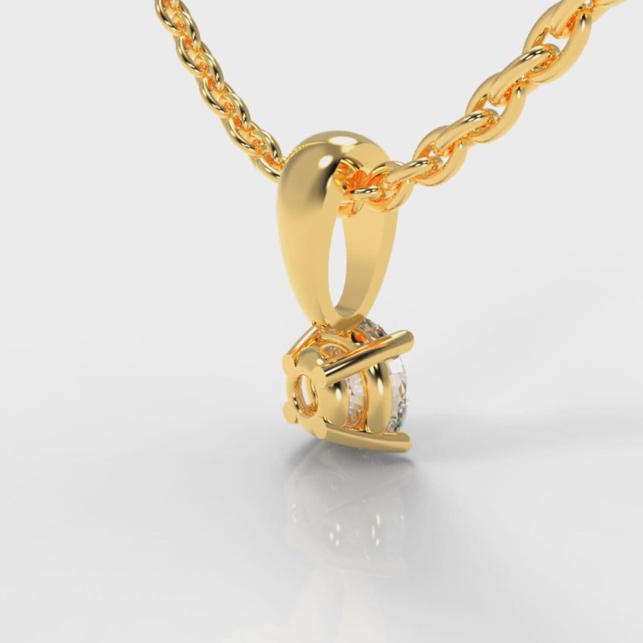 Four Claw Diamond Pendant (Lab Grown Diamond) - Yellow Gold