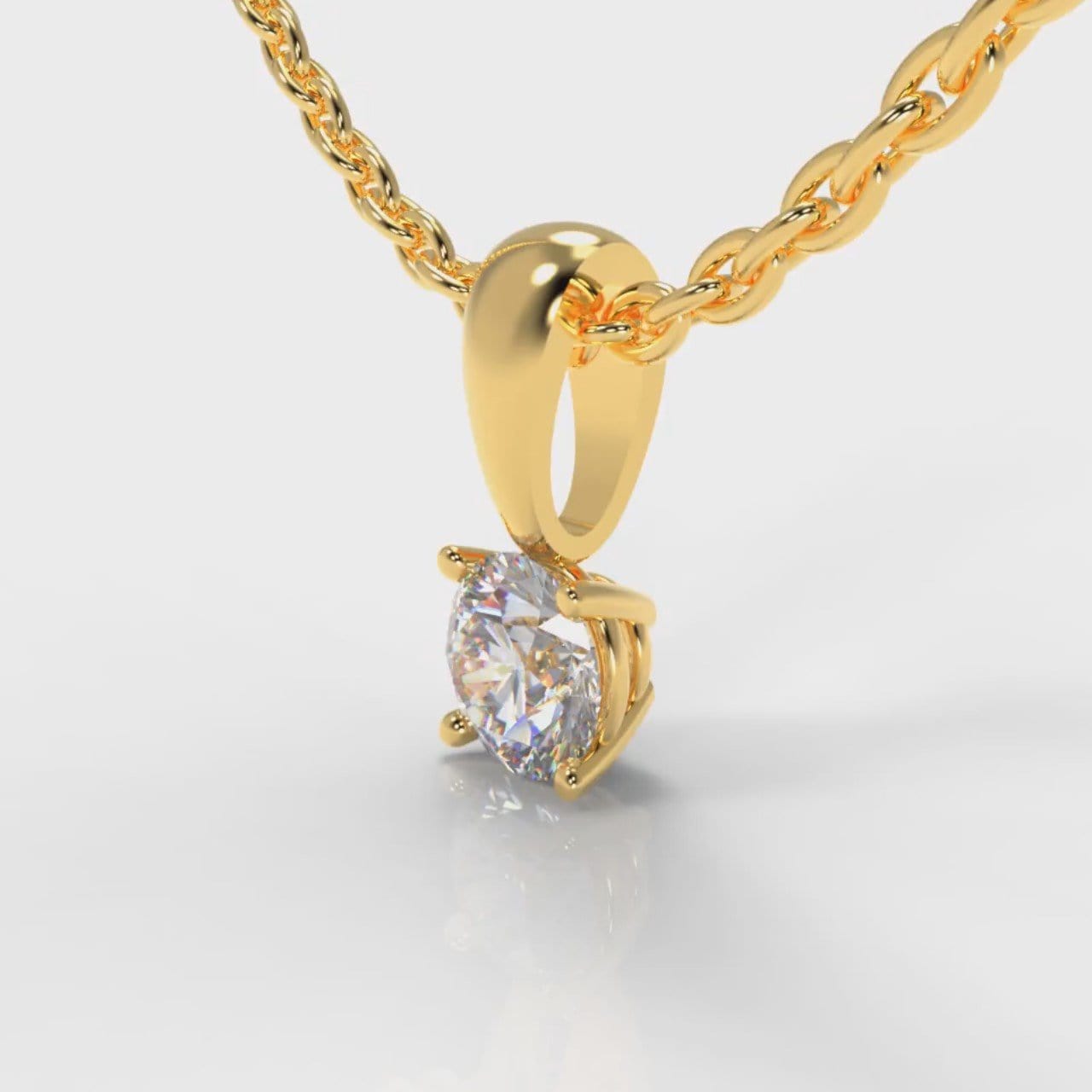 Four Claw Diamond Pendant (Lab Grown Diamond) - Yellow Gold