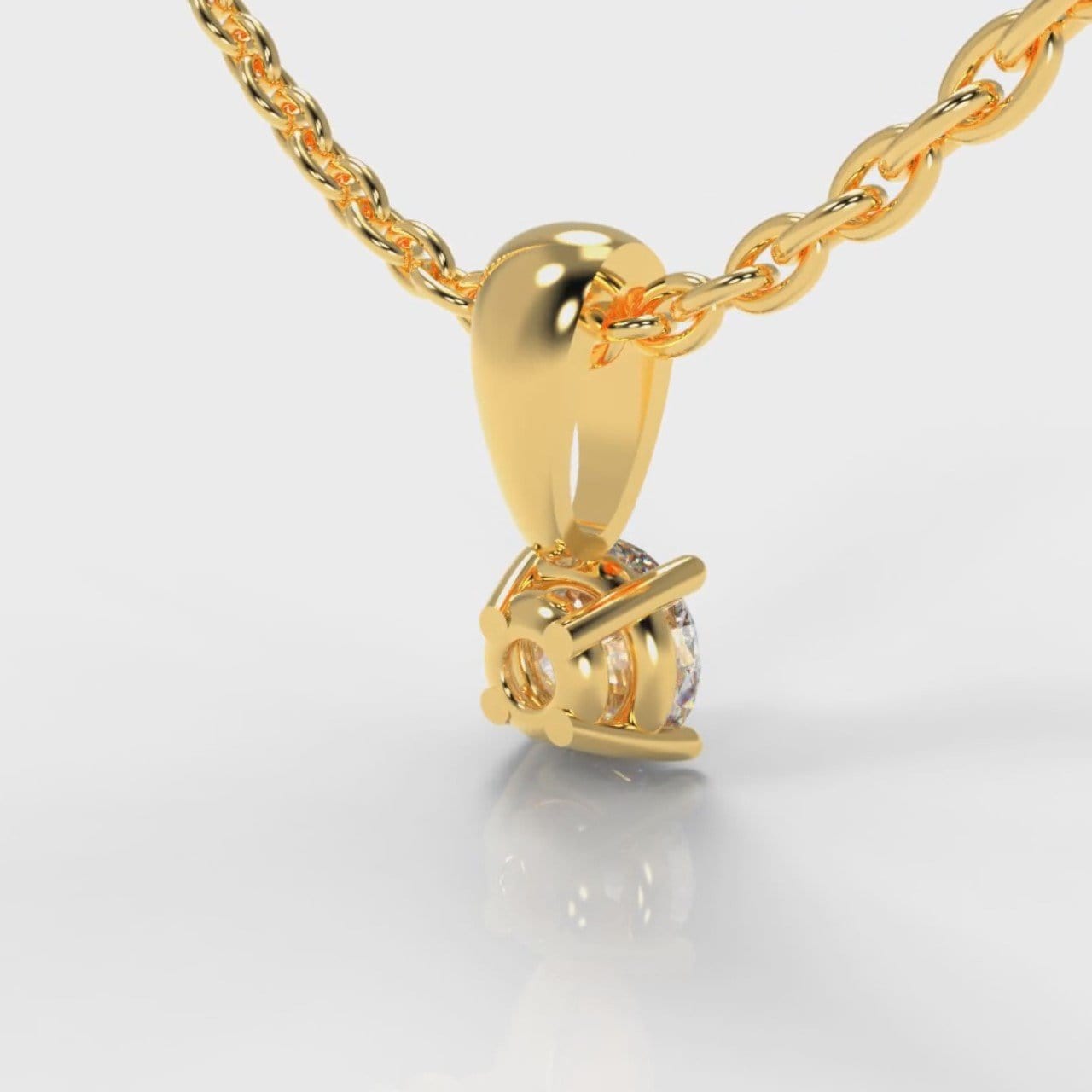 Four Claw Diamond Pendant (Lab Grown Diamond) - Yellow Gold