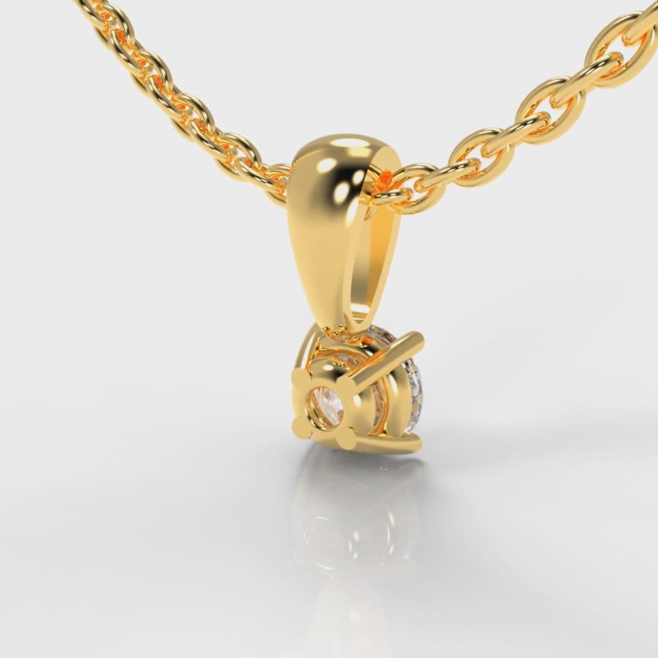 Four Claw Diamond Pendant (Lab Grown Diamond) - Yellow Gold