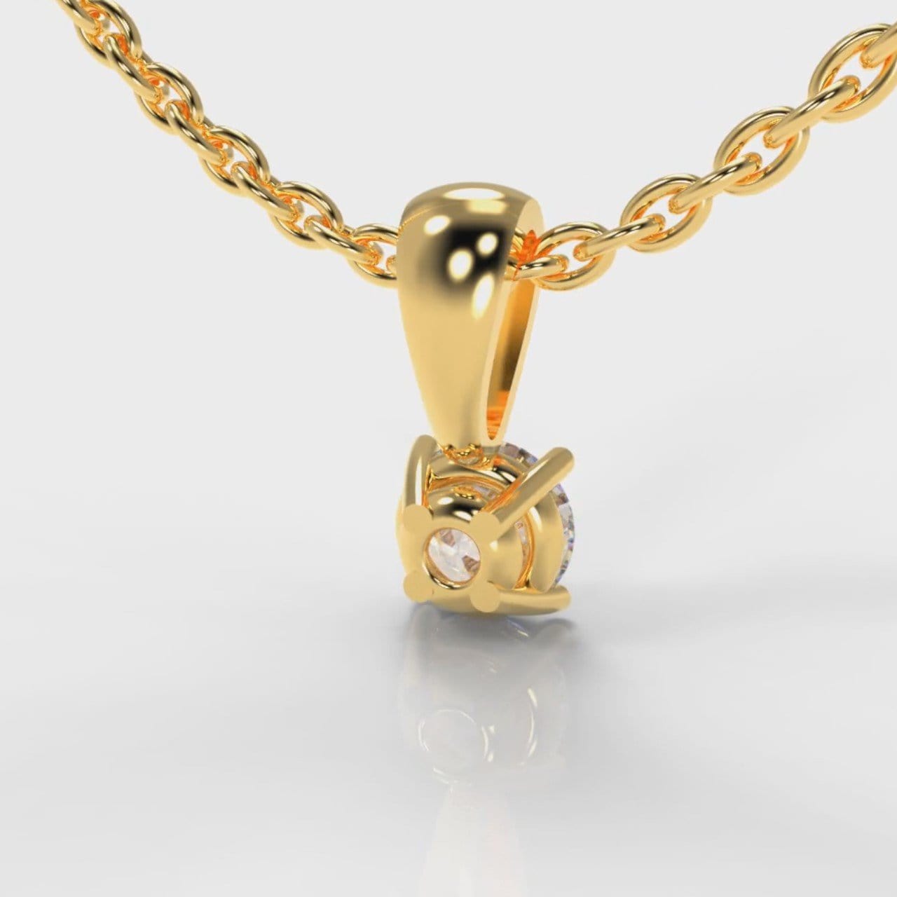 Four Claw Diamond Pendant (Lab Grown Diamond) - Yellow Gold