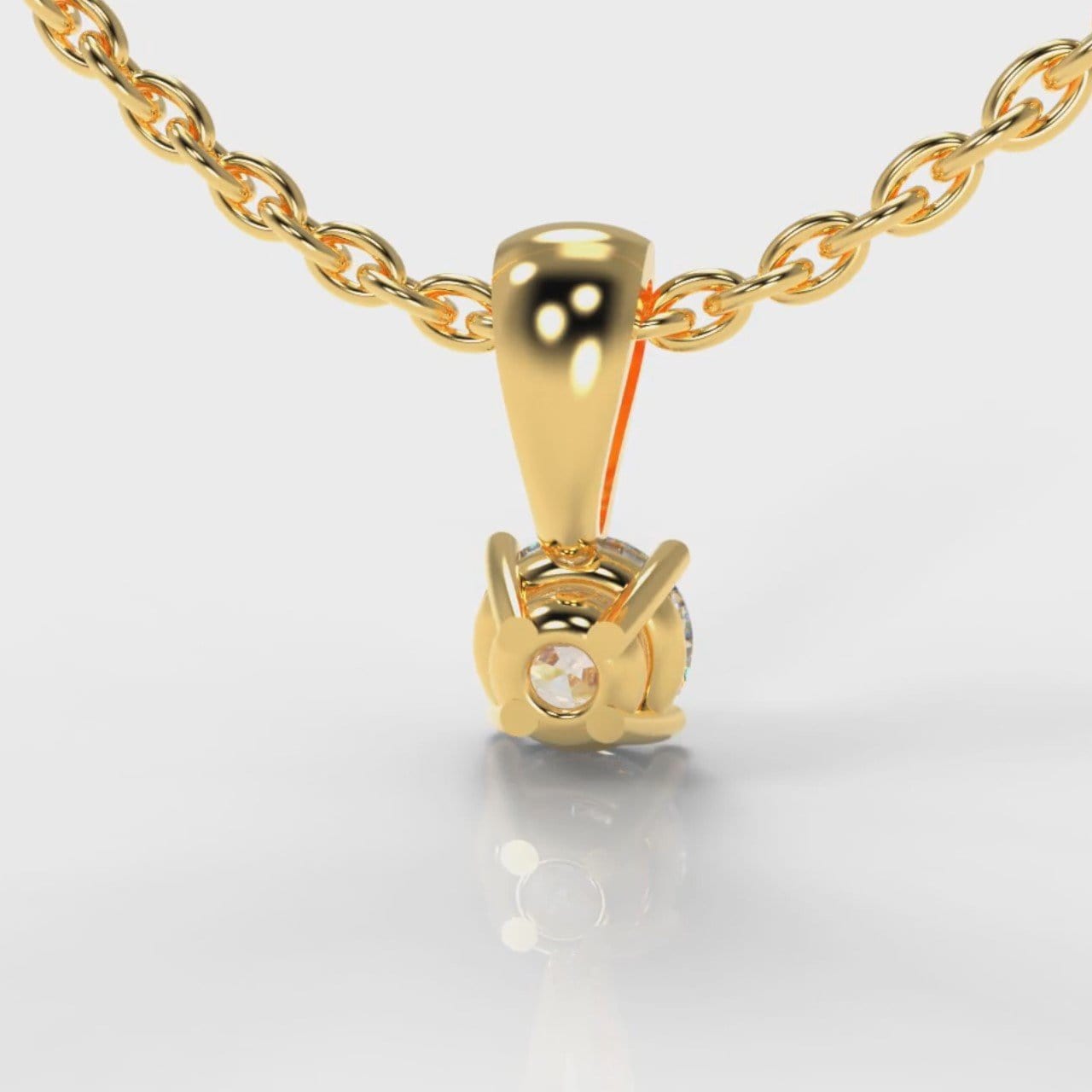 Four Claw Diamond Pendant (Lab Grown Diamond) - Yellow Gold
