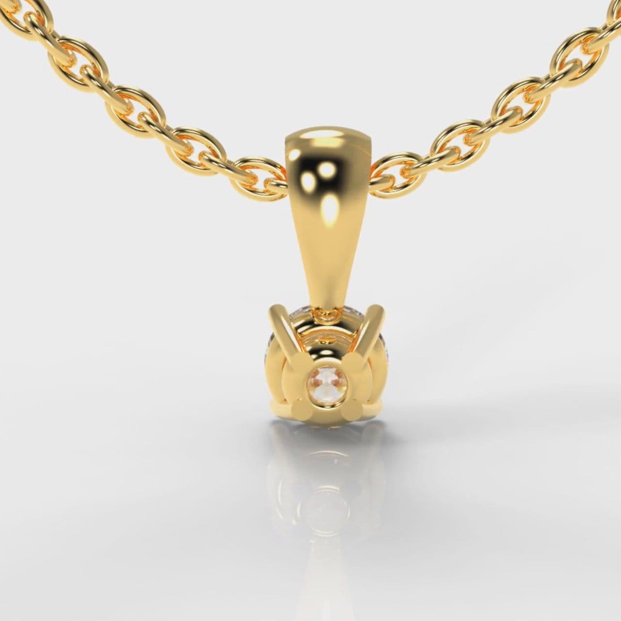 Four Claw Diamond Pendant (Lab Grown Diamond) - Yellow Gold