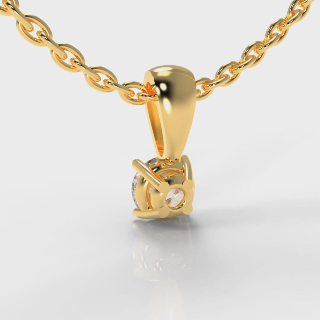 Four Claw Diamond Pendant (Lab Grown Diamond) - Yellow Gold