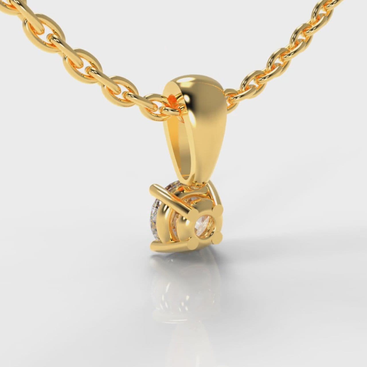 Four Claw Diamond Pendant (Lab Grown Diamond) - Yellow Gold